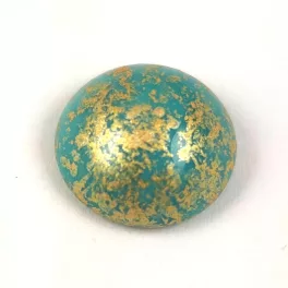 Cseh üveg kaboson - Turquoise Green Gold - 14mm
