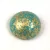 Cseh üveg kaboson - Turquoise Green Gold - 14mm