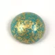 Cseh üveg kaboson - Turquoise Green Gold - 14mm