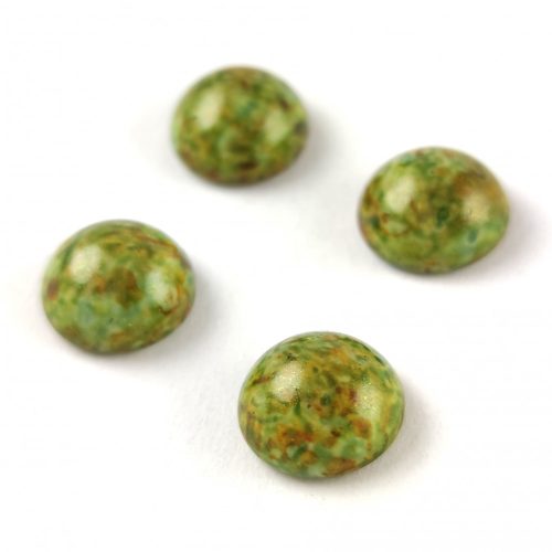 Czech Glass Cabochon - Alabaster Brown Green Luster - 16mm
