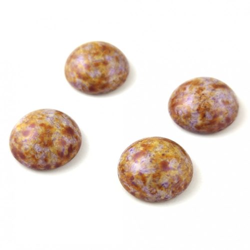 Czech Glass Cabochon - Alabaster Purple Brown Luster - 16mm