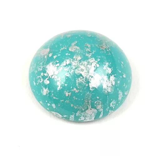 Czech Glass Cabochon - Turquoise Green Silver - 16mm