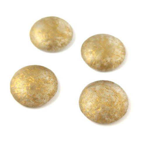 Czech Glass Cabochon - Crystal Etched Gold - 18mm