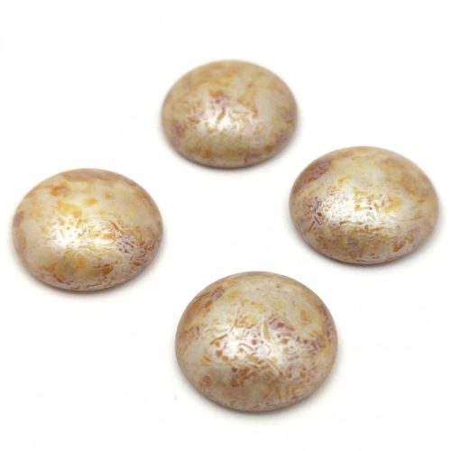Czech Glass Cabochon - Alabaster Brown Cream Luster - 18mm