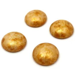 Czech Glass Cabochon - Alabaster Gold Luster - 18mm