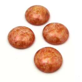 Czech Glass Cabochon - Alabaster Copper Luster - 18mm