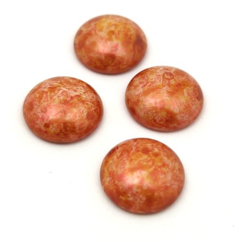 Czech Glass Cabochon - Alabaster Copper Luster - 18mm