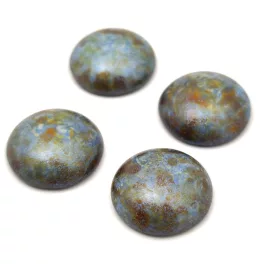 Czech Glass Cabochon - Alabaster Brown Blue Luster - 18mm