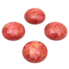 Czech Glass Cabochon - Alabaster Brown Pink Luster - 18mm
