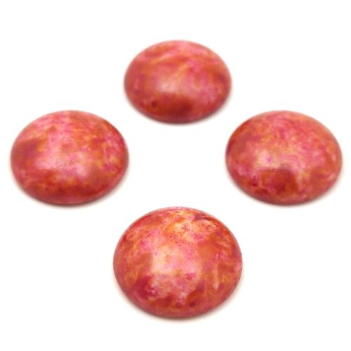 Czech Glass Cabochon - Alabaster Brown Pink Luster - 18mm
