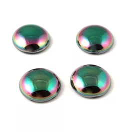 Czech Glass Cabochon - Jet Apricot Iris - 18mm