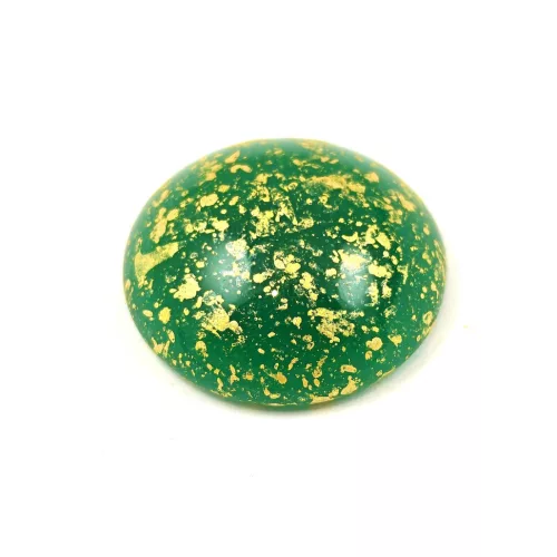 Cseh üveg kaboson - Forest Green Splash - 18mm