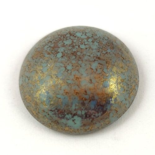 Czech Glass Cabochon - Turquoise Green Bronze - 18mm
