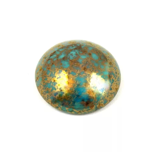 Cseh üveg kaboson - Turquoise Green Bronze - 18mm