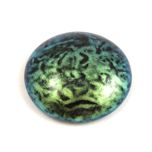 Czech Glass Cabochon - Jet Green Iridescent - 25mm