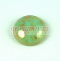 Cseh üveg kaboson - turquoise bronze picasso - 18mm