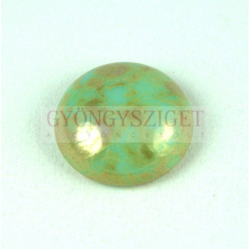 Czech Glass Cabochon - Turquoise Bronze Picasso - 18mm