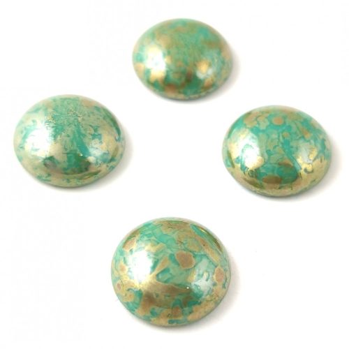 Czech Glass Cabochon - Turquoise Green Picasso - 18mm