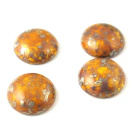 Czech Glass Cabochon - Jonquil Bronze Picasso - 18mm