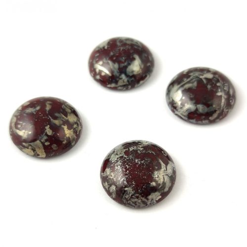 Czech Glass Cabochon - Red Bronze Picasso - 18mm