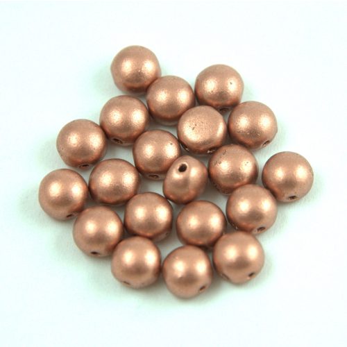Candy - Cseh préselt kétlyukú gyöngy - Matte Metallic Copper - 6mm