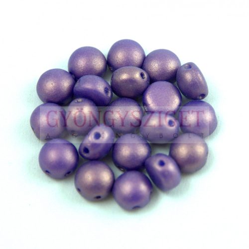 Candy - Cseh préselt kétlyukú gyöngy - Purple Golden Shine - 6mm