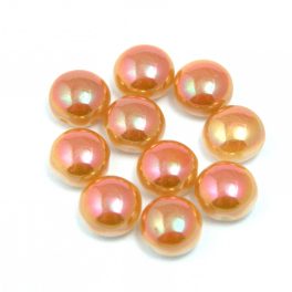   Candy - Czech Pressed Glass Bead - Alabaster Peach Luster - 8mm