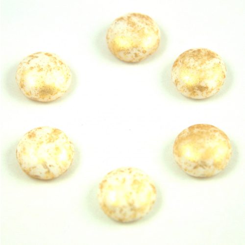Candy - Cseh préselt kétlyukú gyöngy - Alabaster Gold Patina - 12mm