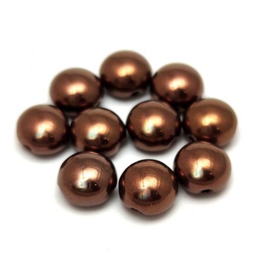 Candy - Cseh préselt kétlyukú gyöngy - Bronze - 8mm