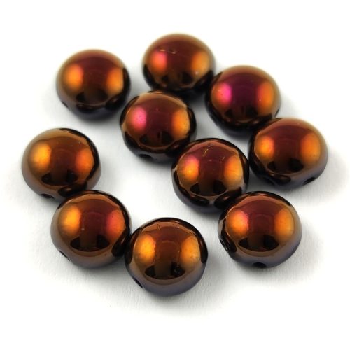 Candy - Czech Pressed Glass Bead - Jet Brown Flare - 8mm
