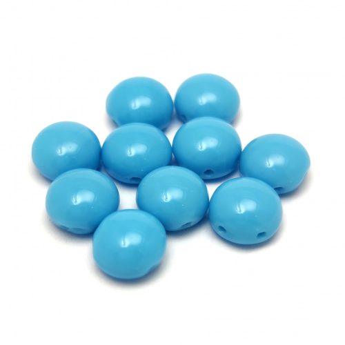 Candy - Cseh préselt kétlyukú gyöngy - Turquoise Blue - 8mm
