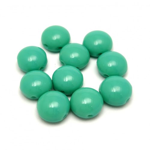 Candy - Cseh préselt kétlyukú gyöngy - Turquoise Green - 8mm