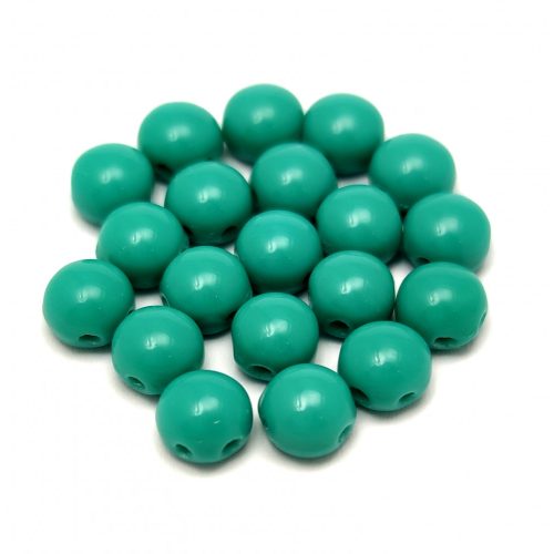 Candy - Cseh préselt kétlyukú gyöngy - Turquoise Green - 6mm