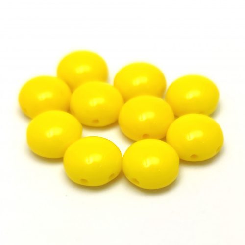 Candy - Cseh préselt kétlyukú gyöngy - Yellow - 8mm