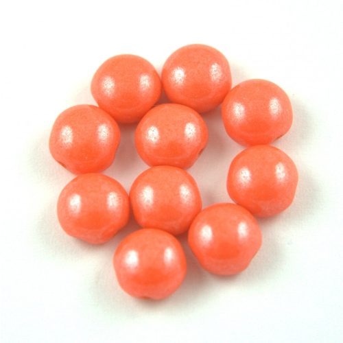 Candy - Czech Pressed Glass Bead - Coral Luster - 8mm