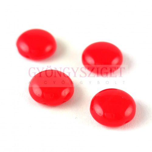 Candy - Cseh préselt kétlyukú gyöngy - Red - 12mm