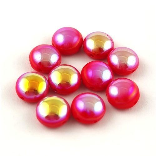 Candy - Czech Pressed Glass Bead - Chilli Red AB - 8mm