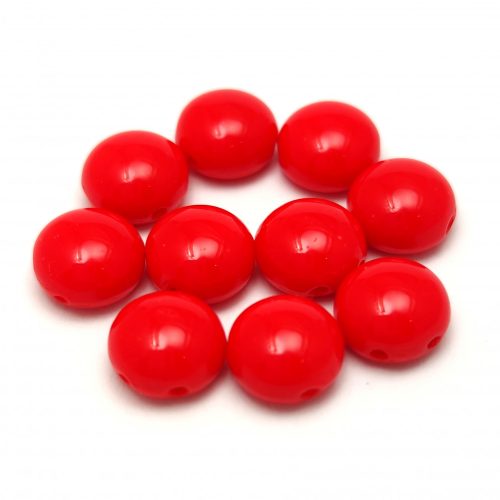 Candy - Cseh préselt kétlyukú gyöngy - Chilli Red - 8mm