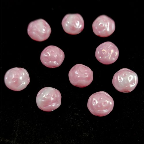 Candy Rose - Czech Pressed Glass Bead - Pearl Pink Blend - 8mm