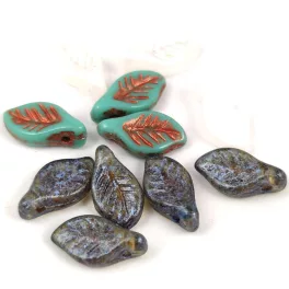 Cseh préselt levél gyöngy - 6x12mm