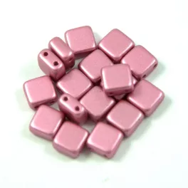Tile - cseh préselt kétlyukú gyöngy - 6 mm