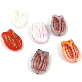 Cseh préselt tulipán gyöngy - 16x11mm és 9x7mm