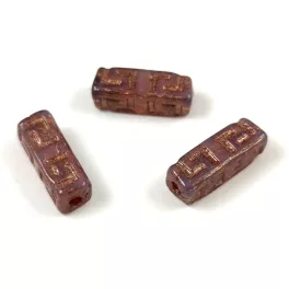   Kelta oszlop - hosszában fúrt cseh üveg gyöngy - Pink Cream Gold - 15x5mm