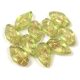 Cherry Leaf gyöngy - végén fúrt cseh préselt gyöngy - Crystal Lime Gold - 6x10mm