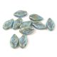 Cherry Leaf gyöngy - végén fúrt cseh préselt gyöngy - Alabaster Brown Blue Luster - 6x10mm