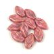Cherry Leaf gyöngy - végén fúrt cseh préselt gyöngy - Alabaster Brown Pink Luster - 6x10mm