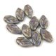 Cherry Leaf gyöngy - végén fúrt cseh préselt gyöngy - Alabaster Brown Violet Luster - 6x10mm
