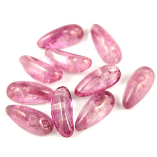 Chilli - cseh préselt kétlyukú gyöngy - Crystal Pink Luster - 4x11mm