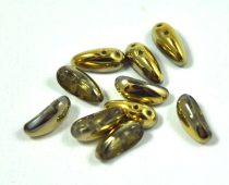   Chilli - cseh préselt kétlyukú gyöngy - crystal half amber - 4x11mm