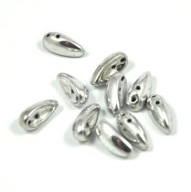 Chilli - Czech 2 Hole Glass Bead - silver - 4x11mm